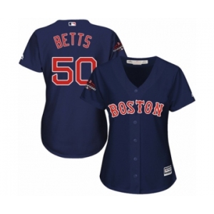 Women's Majestic Boston Red Sox #50 Mookie Betts Authentic Navy Blue Alternate Road 2018 World Series Champions MLB Jersey