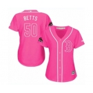 Women's Majestic Boston Red Sox #50 Mookie Betts Authentic Pink Fashion 2018 World Series Champions MLB Jersey