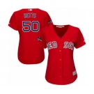 Women's Majestic Boston Red Sox #50 Mookie Betts Authentic Red Alternate Home 2018 World Series Champions MLB Jersey