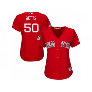 Women's Majestic Boston Red Sox #50 Mookie Betts Authentic Scarlet 2017 Spring Training Cool Base MLB Jersey