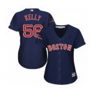 Women's Majestic Boston Red Sox #56 Joe Kelly Authentic Navy Blue Alternate Road 2018 World Series Champions MLB Jersey