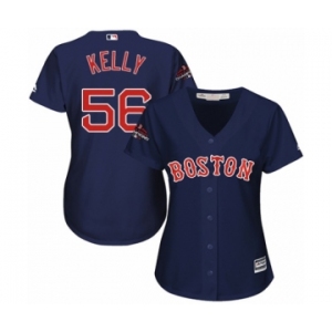 Women's Majestic Boston Red Sox #56 Joe Kelly Authentic Navy Blue Alternate Road 2018 World Series Champions MLB Jersey