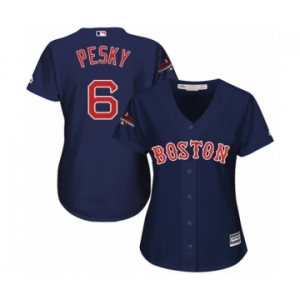 Women's Majestic Boston Red Sox #6 Johnny Pesky Authentic Navy Blue Alternate Road 2018 World Series Champions MLB Jersey