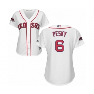 Women's Majestic Boston Red Sox #6 Johnny Pesky Authentic White Home 2018 World Series Champions MLB Jersey