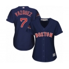 Women's Majestic Boston Red Sox #7 Christian Vazquez Authentic Navy Blue Alternate Road 2018 World Series Champions MLB Jersey