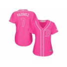 Women's Majestic Boston Red Sox #7 Christian Vazquez Authentic Pink Fashion MLB Jersey