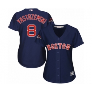 Women's Majestic Boston Red Sox #8 Carl Yastrzemski Authentic Navy Blue Alternate Road 2018 World Series Champions MLB Jersey