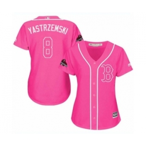 Women's Majestic Boston Red Sox #8 Carl Yastrzemski Authentic Pink Fashion 2018 World Series Champions MLB Jersey