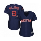 Women's Majestic Boston Red Sox #9 Ted Williams Authentic Navy Blue Alternate Road 2018 World Series Champions MLB Jersey