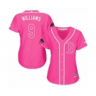 Women's Majestic Boston Red Sox #9 Ted Williams Authentic Pink Fashion 2018 World Series Champions MLB Jersey