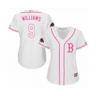 Women's Majestic Boston Red Sox #9 Ted Williams Authentic White Fashion 2018 World Series Champions MLB Jersey