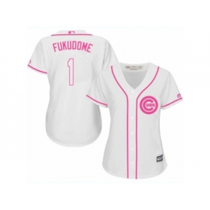 Women's Majestic Chicago Cubs #1 Kosuke Fukudome Authentic White Fashion MLB Jersey