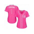 Women's Majestic Chicago Cubs #1 Kosuke Fukudome Replica Pink Fashion MLB Jersey