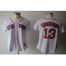 women mlb boston red sox #13 crawford white[red number]