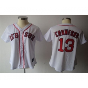 women mlb boston red sox #13 crawford white[red number]