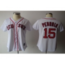 women mlb boston red sox #15 pedroia white[red number]