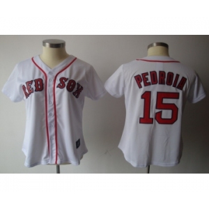women mlb boston red sox #15 pedroia white[red number]