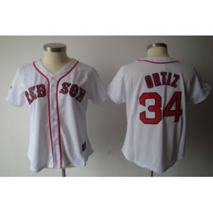 women mlb boston red sox #34 ortiz white[red number]