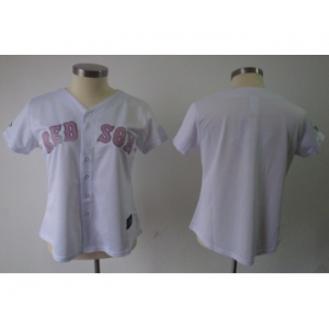 women mlb boston red sox blank white[pink number]