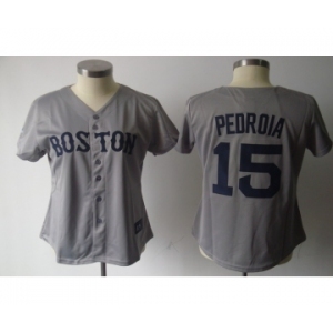 women mlb jerseys boston red sox #15 pedroia grey