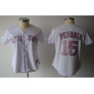 women mlb jerseys boston red sox #15 pedroia white[pink number]