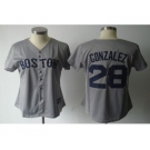 women mlb jerseys boston red sox #28 gonzalez grey