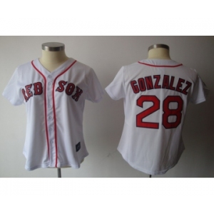 women mlb jerseys boston red sox #28 gonzalez white[red number]