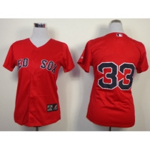 women mlb jerseys boston red sox #33 varitek red(cool base)