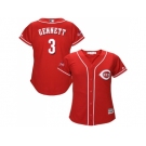 Women Cincinnati Reds #3 Scooter Gennett Red Alternate Stitched MLB Jersey