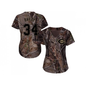 Women Cincinnati Reds #34 Homer Bailey Camo Realtree Collection Cool Base Stitched MLB Jersey