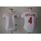 Women Cincinnati Reds #4 Phillips white Jerseys