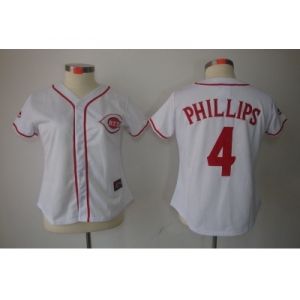 Women Cincinnati Reds #4 Phillips white Jerseys