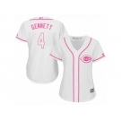 Women Majestic Cincinnati Reds #4 Scooter Gennett Authentic White Fashion Cool Base MLB Jersey