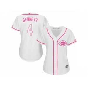 Women Majestic Cincinnati Reds #4 Scooter Gennett Authentic White Fashion Cool Base MLB Jersey
