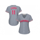 Women's Cincinnati Reds #11 Barry Larkin Grey Road Stitched MLB Jersey