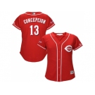 Women's Cincinnati Reds #13 Dave Concepcion Red Alternate Stitched MLB Jersey