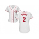 Women's Cincinnati Reds #2 Zack Cozart White Home Stitched MLB Jersey