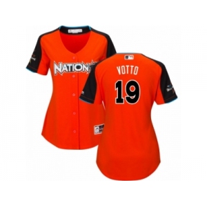 Women's Majestic Cincinnati Reds #19 Joey Votto Replica Orange National League 2017 MLB All-Star MLB Jersey