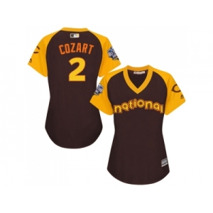 Women's Majestic Cincinnati Reds #2 Zack Cozart Authentic Brown 2016 All-Star National League BP Cool Base MLB Jersey