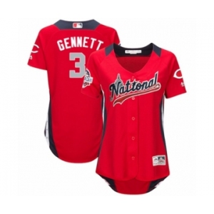 Women's Majestic Cincinnati Reds #3 Scooter Gennett Game Red National League 2018 MLB All-Star MLB Jersey