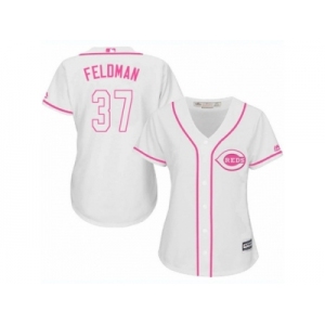 Women's Majestic Cincinnati Reds #37 Scott Feldman Authentic White Fashion Cool Base MLB Jersey