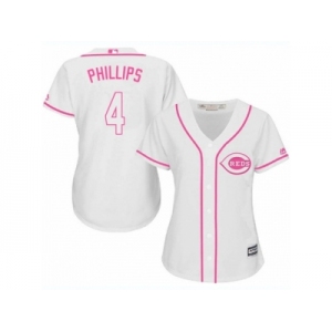 Women's Majestic Cincinnati Reds #4 Brandon Phillips Authentic White Fashion Cool Base MLB Jersey