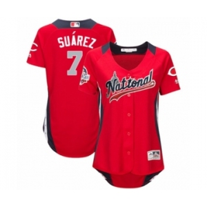 Women's Majestic Cincinnati Reds #7 Eugenio Suarez Game Red National League 2018 MLB All-Star MLB Jersey