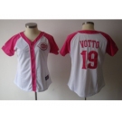 women mlb cincinnati reds #19 votto white pink[2012]