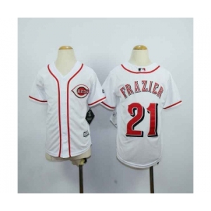 youth mlb jerseys cincinnati reds #21 frazier white