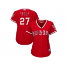 Women Los Angeles Angels #27 Mike Trout Majestic Scarlet 2018 Spring Training Cool Base Player Jersey