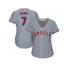 Women Los Angeles Angels #7 Zack Cozart Grey Road Stitched MLB Jersey