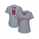 Women Los Angeles Angels #8 Justin Upton Grey Road Stitched Baseball Jersey