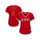 Women Los Angeles Angels #8 Justin Upton Red Alternate Stitched Baseball Jersey