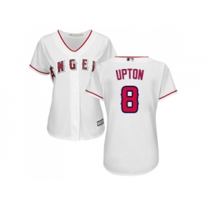 Women Los Angeles Angels #8 Justin Upton White Home Stitched Baseball Jersey